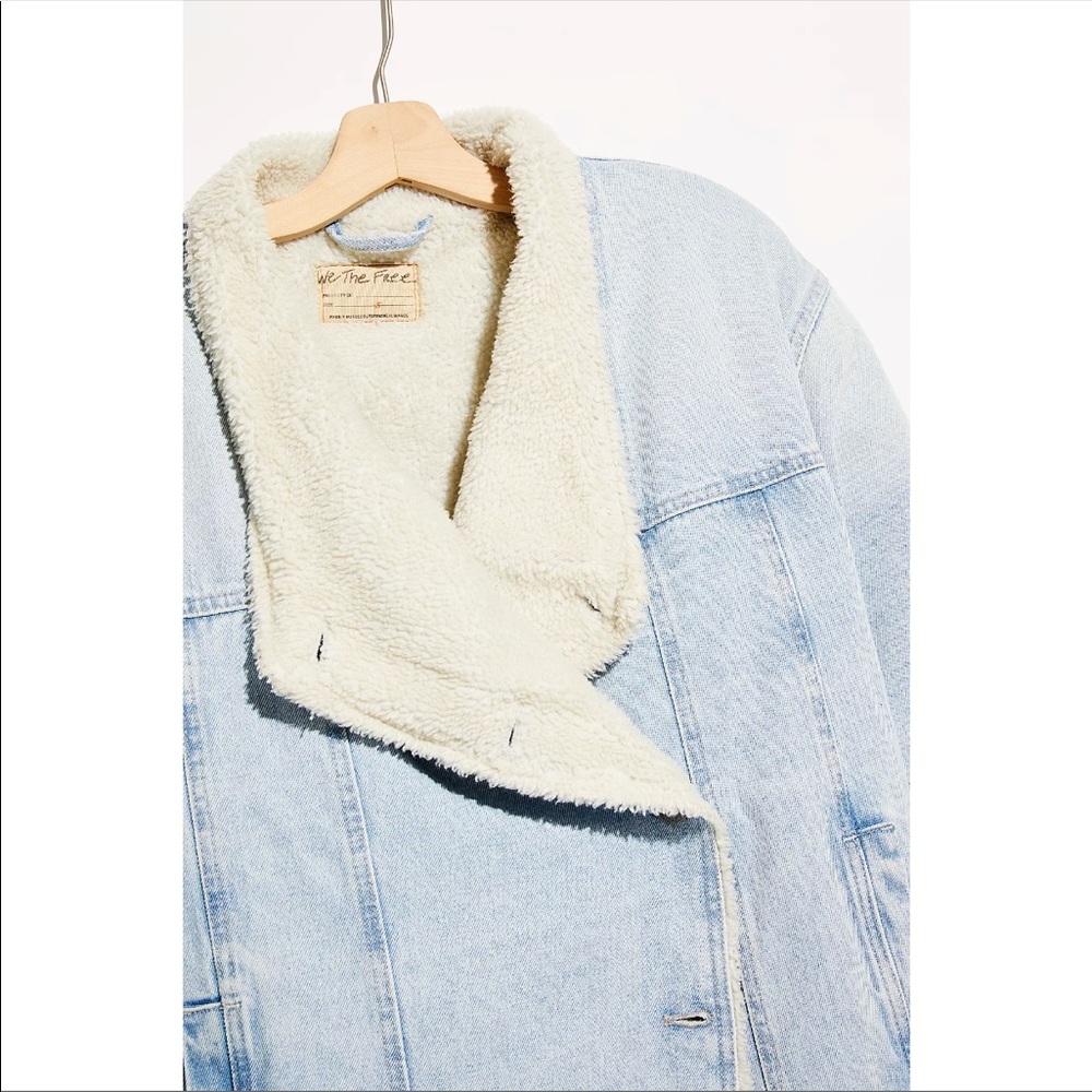 NEW FREE PEOPLE TWISTED HEART COZY DENIM JACKET - Picture 4 of 11